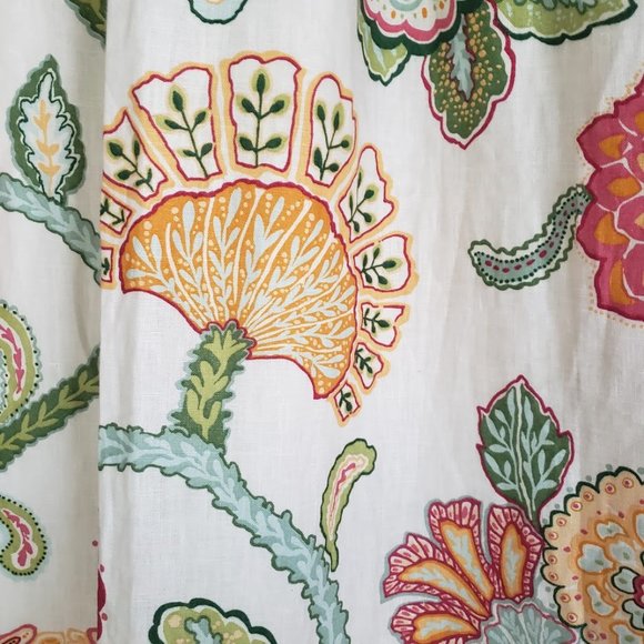Custom Linen CurtIns 94W x 86L Jacobean Print Floral Cotton Lined - Picture 3 of 14